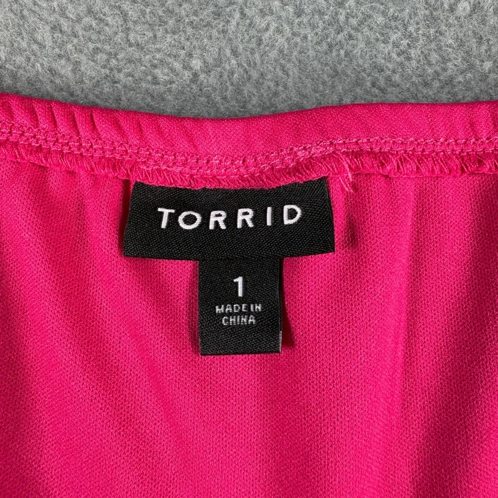 Torrid Pink Empire Waist Mini Dress Adjustable Straps Size 1 Hot Pink Sleeveless - Picture 5 of 7